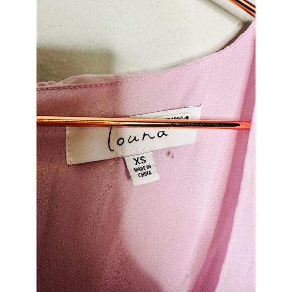 LOUNA Purple Hourglass Side Cutout Short Sleeve Ruched Middle Dress Size XS - Picture 8 of 13